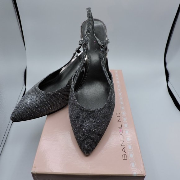 Bandolino Pewter Metallic Slingback Kitten Heels - Picture 1 of 11